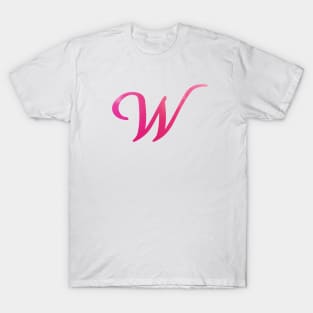 Letter W Monogram, Pink Color Personalized Design T-Shirt